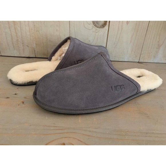 UGG MENS SCUFF SLIPPERS DARK GRAY MENS SIZE US 14 NEW - Picture 2 of 10